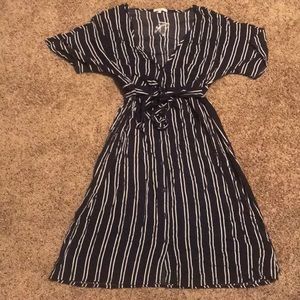 Navy and white striped dress